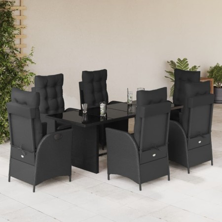 Set de comedor de jardín 7 pzas y cojines ratán sintético negro en Conjuntos de jardín | Comprar online en Foru.es