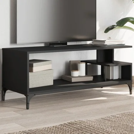 Mueble de TV madera de ingeniería y acero negro 102x40x41 cm de , Muebles TV - Ref: Foro24-842411, Precio: 52,34 €, Descuento: %