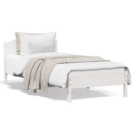 Estructura de cama con cabecero madera de pino blanca 90x200 cm de , Camas y somieres - Ref: Foro24-842619, Precio: 96,69 €, ...