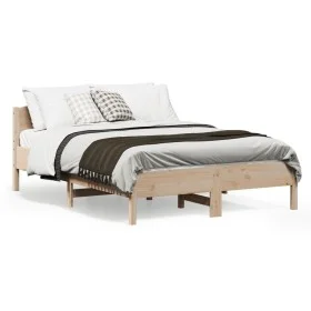 Estructura de cama con cabecero madera maciza pino 120x190 cm de , Camas y somieres - Ref: Foro24-842610, Precio: 105,67 €, D...