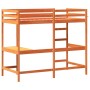 Cama alta con escritorio madera maciza pino marrón 90x200 cm de , Camas y somieres - Ref: Foro24-842853, Precio: 278,58 €, De...