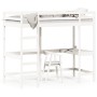 Cama alta con escritorio madera maciza pino blanca 90x200 cm de , Camas y somieres - Ref: Foro24-842851, Precio: 277,13 €, De...