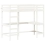 Cama alta con escritorio madera maciza pino blanca 90x200 cm de , Camas y somieres - Ref: Foro24-842851, Precio: 277,13 €, De...