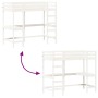 Cama alta con escritorio madera maciza pino blanca 90x200 cm de , Camas y somieres - Ref: Foro24-842851, Precio: 277,13 €, De...