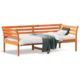 Wax brown solid pine wood sofa bed 75x190 cm by , Beds and slatted bases - Ref: Foro24-842885, Price: 110,22 €, Discount: %