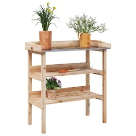 Plant table with shelves solid fir wood 78x38x82.5cm by , Pot stands - Ref: Foro24-156352, Price: 76,47 €, Discount: %