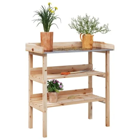 Mesa para plantas con estantes madera maciza abeto 78x38x82,5cm de , Soportes para macetas - Ref: Foro24-156352, Precio: 76,4...