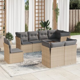 Juego de sofás de jardín con cojines beige 8 pzas ratán PE de , Conjuntos de jardín - Ref: Foro24-3217929, Precio: 514,04 €, ...