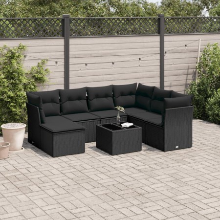 Set de sofás de jardín 8 piezas y cojines ratán sintético negro de , Conjuntos de jardín - Ref: Foro24-3217995, Precio: 480,6...