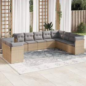 Juego de sofás jardín con cojines beige 10 pzas ratán sintético de , Conjuntos de jardín - Ref: Foro24-3217859, Precio: 601,8...