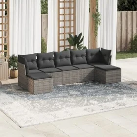 Set de sofás de jardín 7 piezas con cojines ratán PE gris de , Conjuntos de jardín - Ref: Foro24-3218030, Precio: 380,75 €, D...