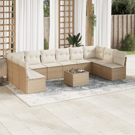 Set de sofás de jardín 11pzas con cojines ratán sintético beige de , Conjuntos de jardín - Ref: Foro24-3218098, Precio: 648,6...