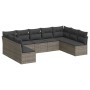 Set de muebles de jardín 9 pzas y cojines ratán sintético gris de , Conjuntos de jardín - Ref: Foro24-3218070, Precio: 500,54...