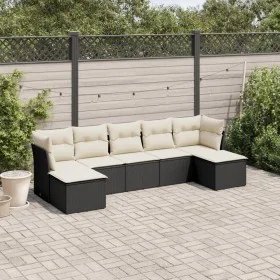 Set de comedor de jardín 7 pzas y cojines ratán sintético negro de , Conjuntos de jardín - Ref: Foro24-3218026, Precio: 384,9...