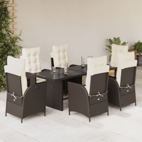 Set comedor de jardín 7 pzas con cojines ratán sintético marrón en Conjuntos de jardín | Comprar online en Foru.es