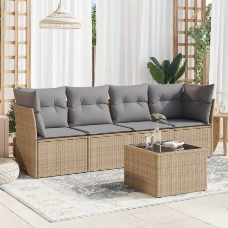 Juego de sofás jardín con cojines 5 pzas ratán sintético beige de , Conjuntos de jardín - Ref: Foro24-3217239, Precio: 290,19...