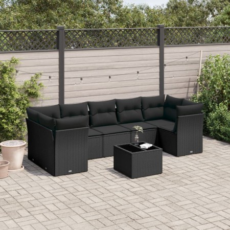 Set de sofás de jardín 8 piezas y cojines ratán sintético negro de , Conjuntos de jardín - Ref: Foro24-3217285, Precio: 515,1...