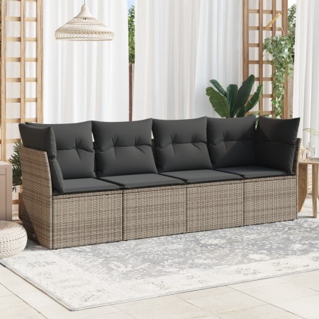 Set de sofás de jardín 4 pzas y cojines ratán sintético gris de , Conjuntos de jardín - Ref: Foro24-3217230, Precio: 234,10 €...