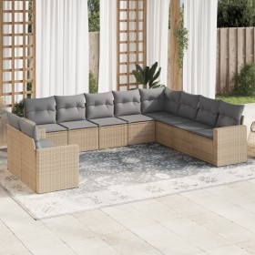Juego de sofás jardín con cojines beige 10 pzas ratán sintético de , Conjuntos de jardín - Ref: Foro24-3219159, Precio: 648,6...