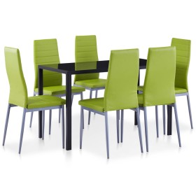Conjunto de mesa y sillas de comedor 7 piezas verde de vidaXL, muebles para cocinas y comedores - Ref: Foro24-281706, Precio:...