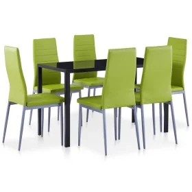 Conjunto de mesa y sillas de comedor 7 piezas verde de vidaXL, muebles para cocinas y comedores - Ref: Foro24-281706, Precio:...