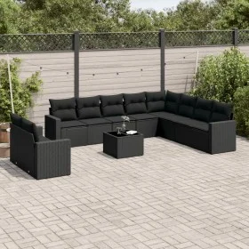Set de sofás de jardín 11 pzas y cojines ratán sintético negro de , Conjuntos de jardín - Ref: Foro24-3219165, Precio: 721,85...