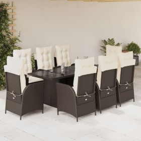 Set comedor para jardín 9 pzas y cojines ratán sintético marrón en Conjuntos de jardín | Comprar online en Foru.es