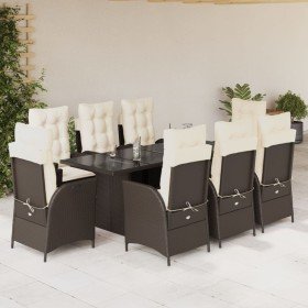 Set comedor para jardín 9 pzas y cojines ratán sintético marrón en Conjuntos de jardín | Comprar online en Foru.es