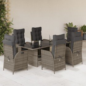 Set comedor jardín 7 pzas y cojines ratán sintético gris en Conjuntos de jardín | Comprar online en Foru.es