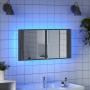 Armario espejo de baño luz LED acrílico gris Sonoma 90x12x45 cm de , Tocadores de baño - Ref: Foro24-834968, Precio: 59,41 €,...
