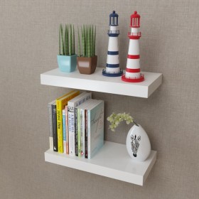 Estantes flotantes de pared 2 uds MDF blanco para libros/DVD en Estanterías | Comprar online en Foru.es