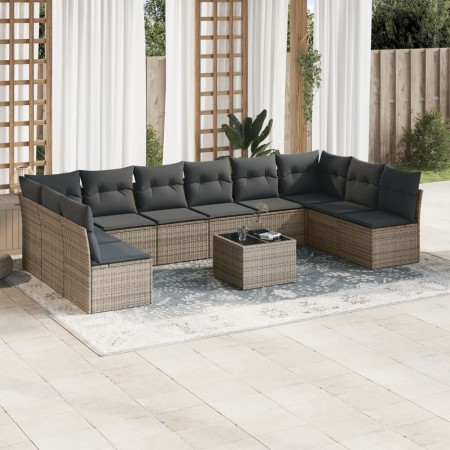 Set de sofás de jardín 11 pzas y cojines ratán sintético gris de , Conjuntos de jardín - Ref: Foro24-3218100, Precio: 603,85 ...