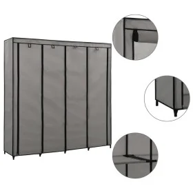 Armario con 4 compartimentos gris 175x45x170 cm de vidaXL, Armarios roperos - Ref: Foro24-282448, Precio: 58,54 €, Descuento: %