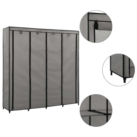 Armario con 4 compartimentos gris 175x45x170 cm de vidaXL, Armarios roperos - Ref: Foro24-282448, Precio: 64,09 €, Descuento: %
