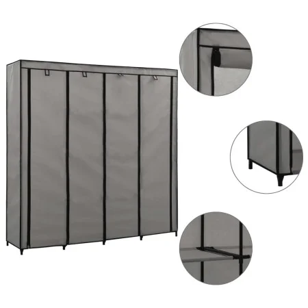 Armario con 4 compartimentos gris 175x45x170 cm de vidaXL, Armarios roperos - Ref: Foro24-282448, Precio: 58,54 €, Descuento: %