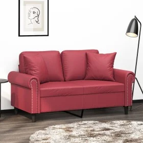 Sofá de 2 plazas con cojines cuero sintético rojo tinto 120 cm de , Sofás - Ref: Foro24-3200928, Precio: 230,30 €, Descuento: %