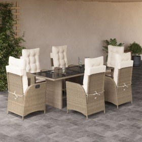 Set comedor de jardín 7 pzas con cojines ratán sintético beige en Conjuntos de jardín | Comprar online en Foru.es