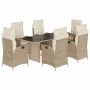 Set comedor de jardín 7 pzas con cojines ratán sintético beige en Conjuntos de jardín | Comprar online en Foru.es