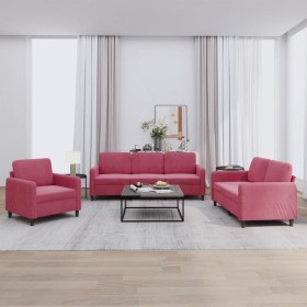 Juego de sofás 3 piezas terciopelo rojo tinto de , Sofás - Ref: Foro24-3201938, Precio: 658,31 €, Descuento: %