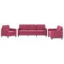 Juego de sofás 3 piezas terciopelo rojo tinto de , Sofás - Ref: Foro24-3201938, Precio: 658,31 €, Descuento: %