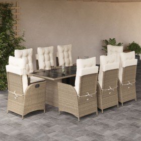 Set comedor de jardín 9 pzas con cojines ratán sintético beige en Conjuntos de jardín | Comprar online en Foru.es