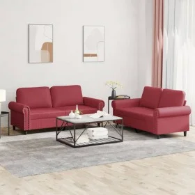 Juego de sofás con cojines 2 piezas cuero sintético rojo tinto de , Sofás - Ref: Foro24-3202153, Precio: 436,23 €, Descuento: %