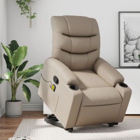 Sillón reclinable masaje pie cuero artificial color capuchino de , Sillones - Ref: Foro24-3206612, Precio: 295,20 €, Descuent...