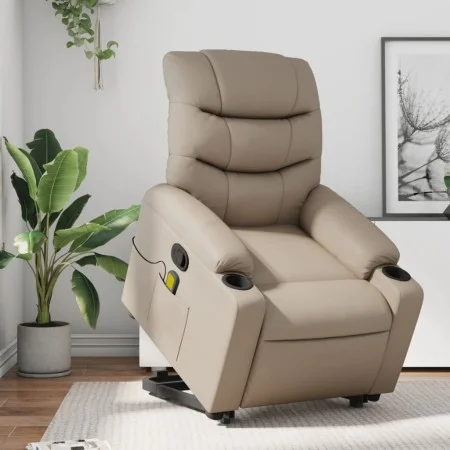 Sillón reclinable masaje pie cuero artificial color capuchino by , Armchairs - Ref: Foro24-3206612, Price: 311,49 €, Discount: %
