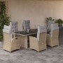 Set comedor de jardín 7 pzas con cojines ratán sintético beige en Conjuntos de jardín | Comprar online en Foru.es
