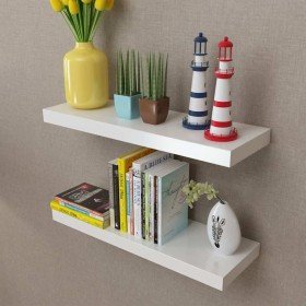 Estantes flotantes de pared 2 uds MDF blanco para libros/DVD en Estanterías | Comprar online en Foru.es