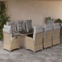 Set comedor de jardín 9 pzas con cojines ratán sintético beige en Conjuntos de jardín | Comprar online en Foru.es