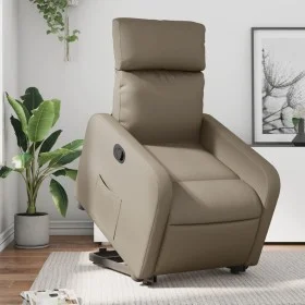 Sillón reclinable elevable cuero artificial color capuchino de , Sillones - Ref: Foro24-3206755, Precio: 283,38 €, Descuento: %