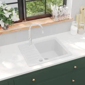 Fregadero de cocina con un seno granito blanco de vidaXL, Fregaderos - Ref: Foro24-144861, Precio: 167,83 €, Descuento: %