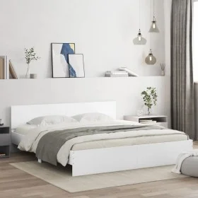 Estructura de cama con cabecero blanca 180x200 cm de , Camas y somieres - Ref: Foro24-3207462, Precio: 155,00 €, Descuento: %